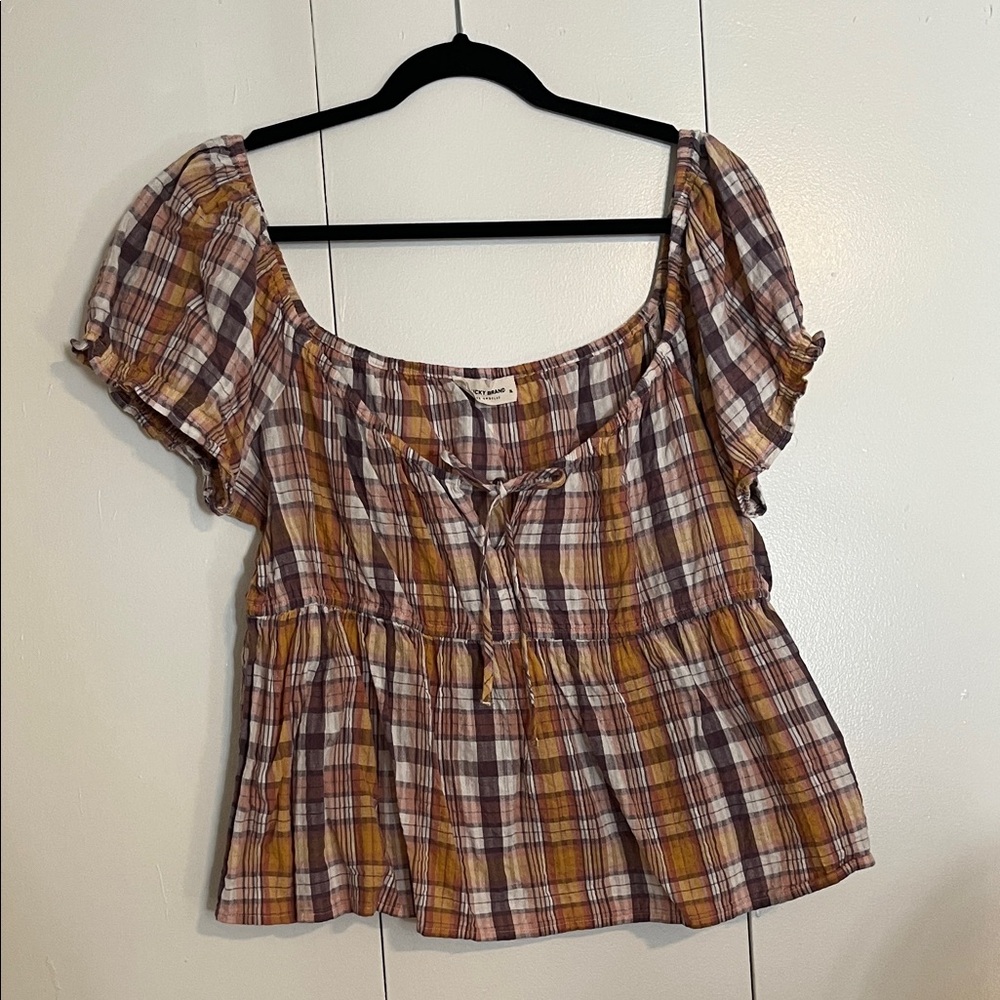 Lucky Brand Multicolor Plaid Blouse